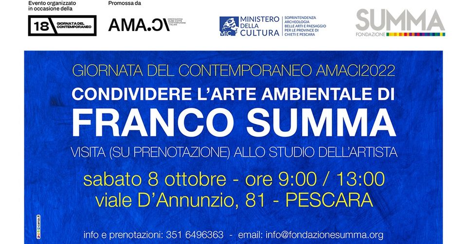 PESCARA | GIORNATADELCONTEMPORANEO – CONDIVIDERE L’ARTE AMBIENTALE DI FRANCO SUMMA