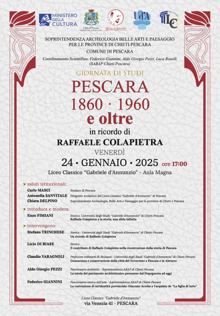 PESCARA | GIORNATA STUDIO IN RICORDO DI RAFFAELE COLAPIETRA